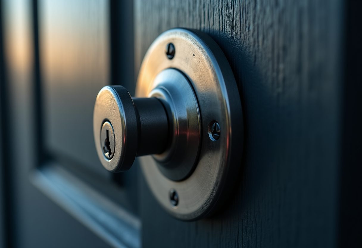 High-security steel deadbolt close-up — Bella Vista